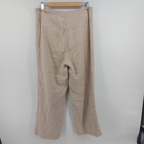 Jason Wu Linen Blend High Waisted Pants With Braided Detail Size 6 - Picture 4 of 6